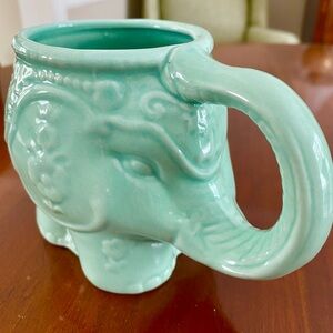 Glossy Celadon Green Ceramic Oversized Elephant Mug or Planter.